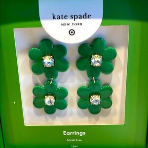 Kate Spade x Target NIB Green Double Flower Drop Earrings